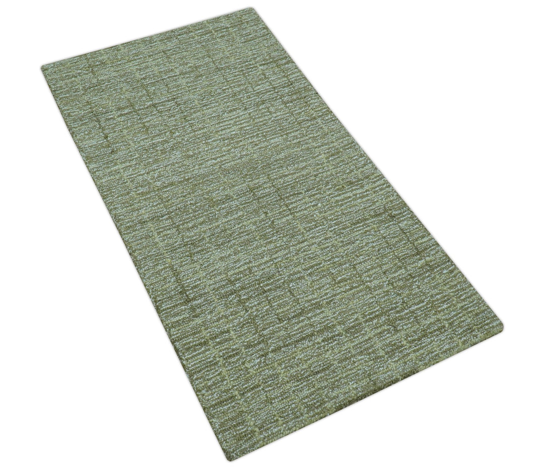 Custom Made Olive and Beige Modern Style Hand Tufted Wool Rug - The Rug Decor