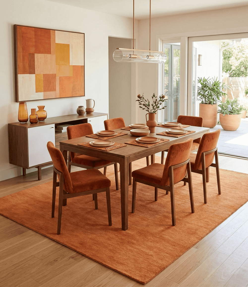 Custom Made orange Solid Woolen Hand Tufted contemporary area Rug - The Rug Decor