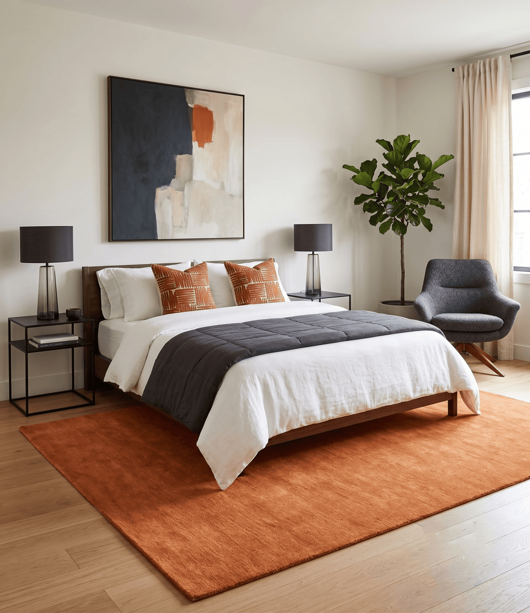 Custom Made orange Solid Woolen Hand Tufted contemporary area Rug - The Rug Decor