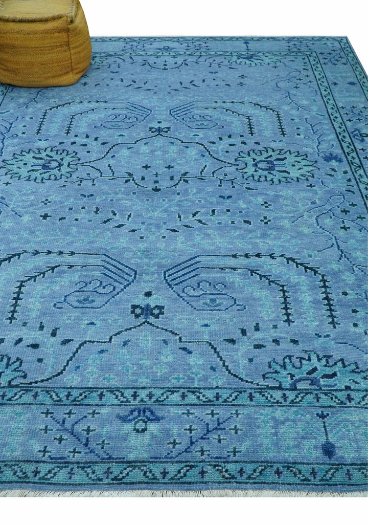 Custom Made Oriental Design Blue Hand Knotted Wool Rug - The Rug Decor