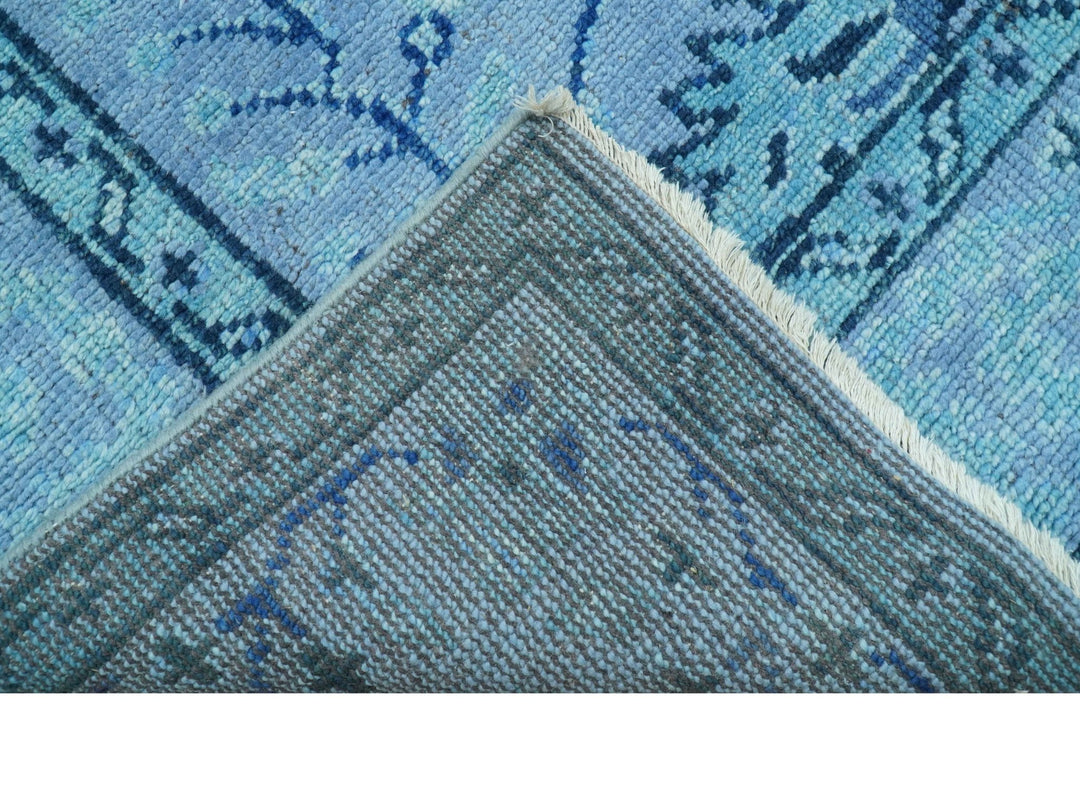 Custom Made Oriental Design Blue Hand Knotted Wool Rug - The Rug Decor