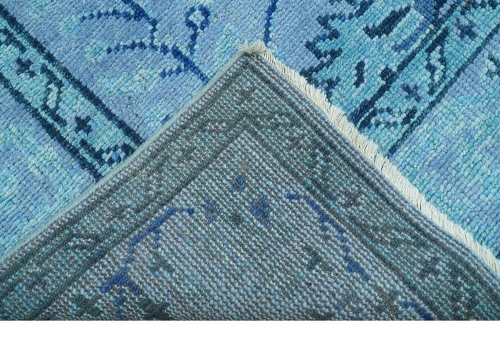 Custom Made Oriental Design Blue Hand Knotted Wool Rug - The Rug Decor
