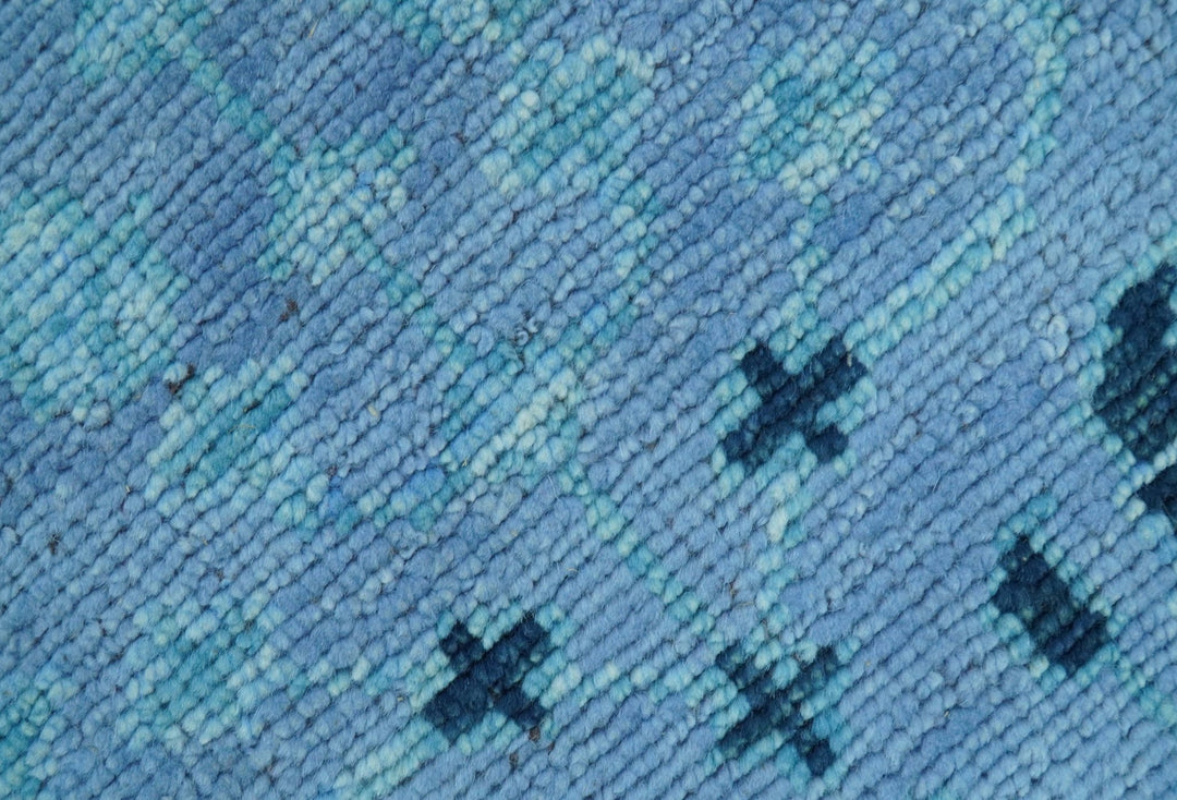 Custom Made Oriental Design Blue Hand Knotted Wool Rug - The Rug Decor