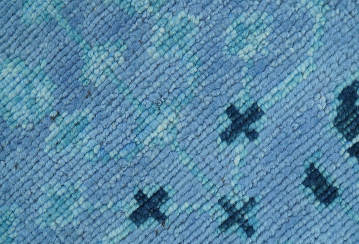 Custom Made Oriental Design Blue Hand Knotted Wool Rug - The Rug Decor