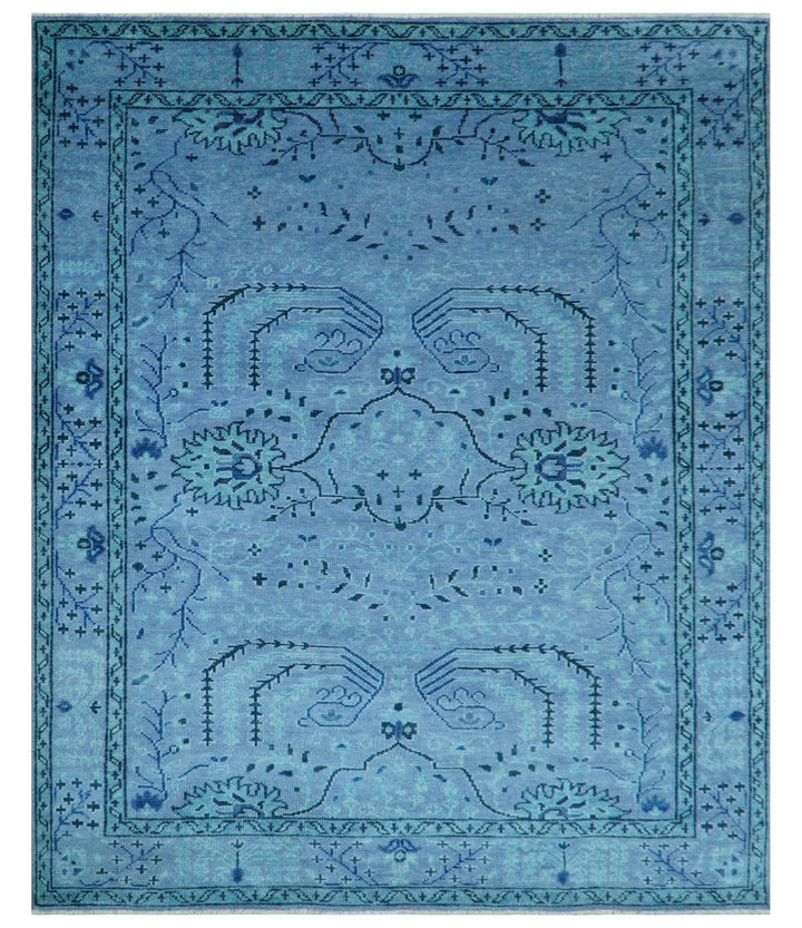 Custom Made Oriental Design Blue Hand Knotted Wool Rug - The Rug Decor