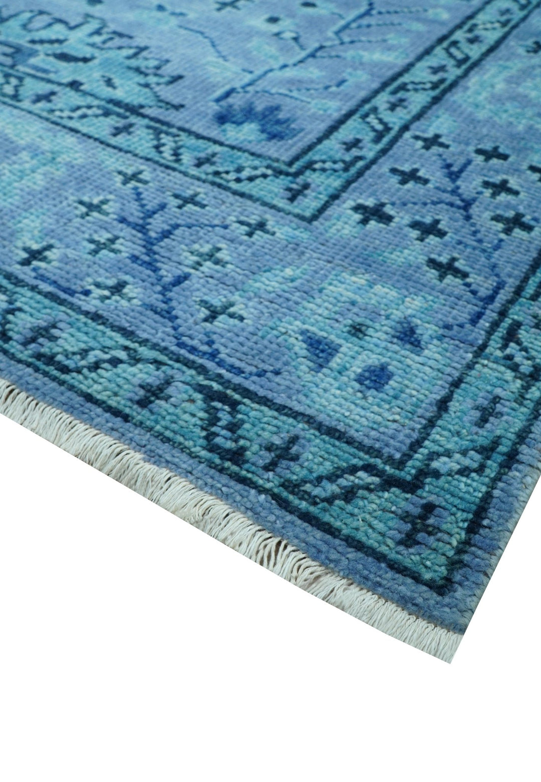 Custom Made Oriental Design Blue Hand Knotted Wool Rug - The Rug Decor