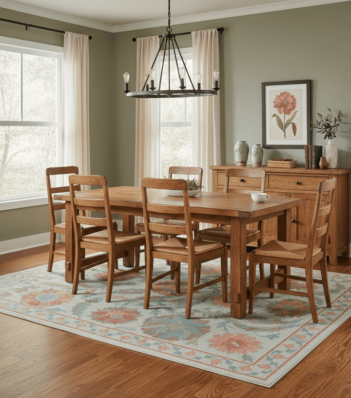 Custom Made Oriental Uzbek Design Floral Beige Hand Tufted Wool Area Rug - The Rug Decor