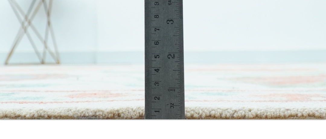 Custom Made Oriental Uzbek Design Floral Beige Hand Tufted Wool Area Rug - The Rug Decor