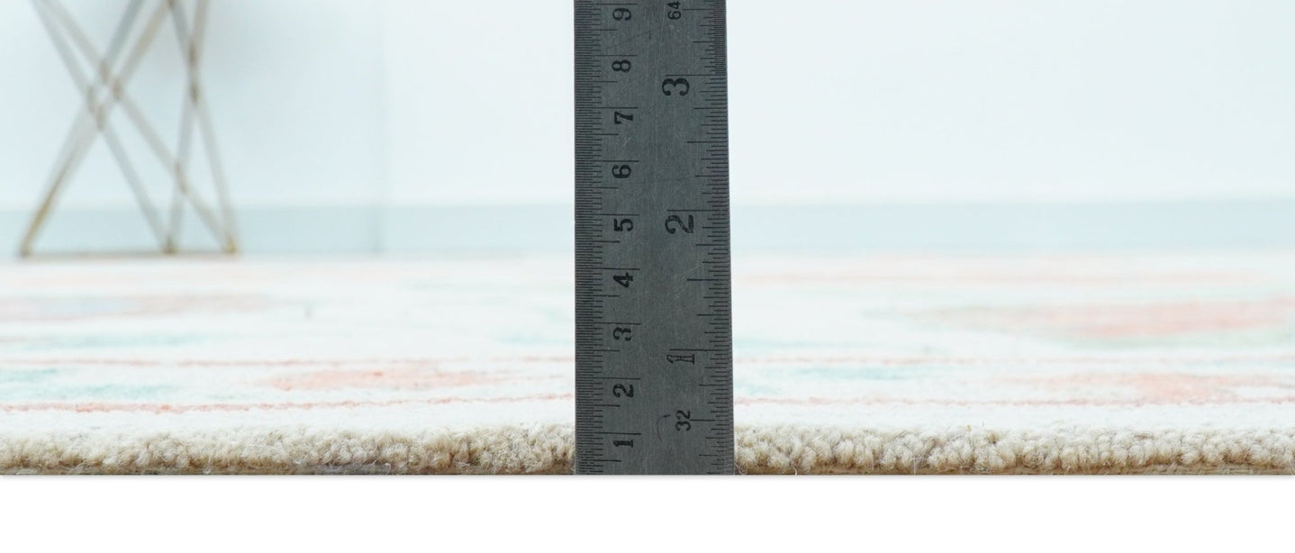 Custom Made Oriental Uzbek Design Floral Beige Hand Tufted Wool Area Rug - The Rug Decor