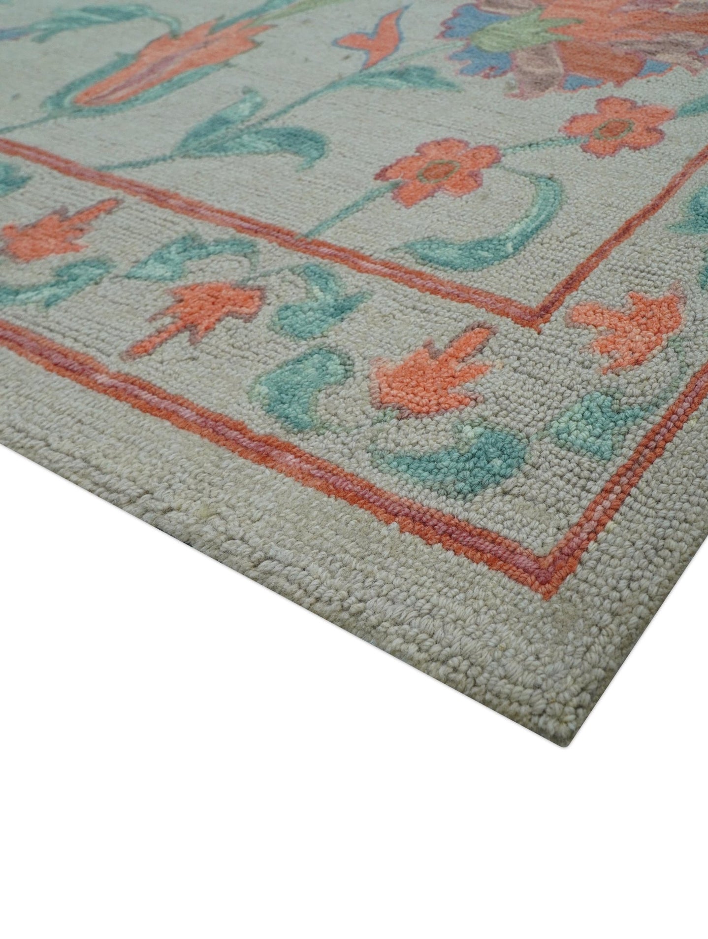 Custom Made Oriental Uzbek Design Floral Beige Hand Tufted Wool Area Rug - The Rug Decor
