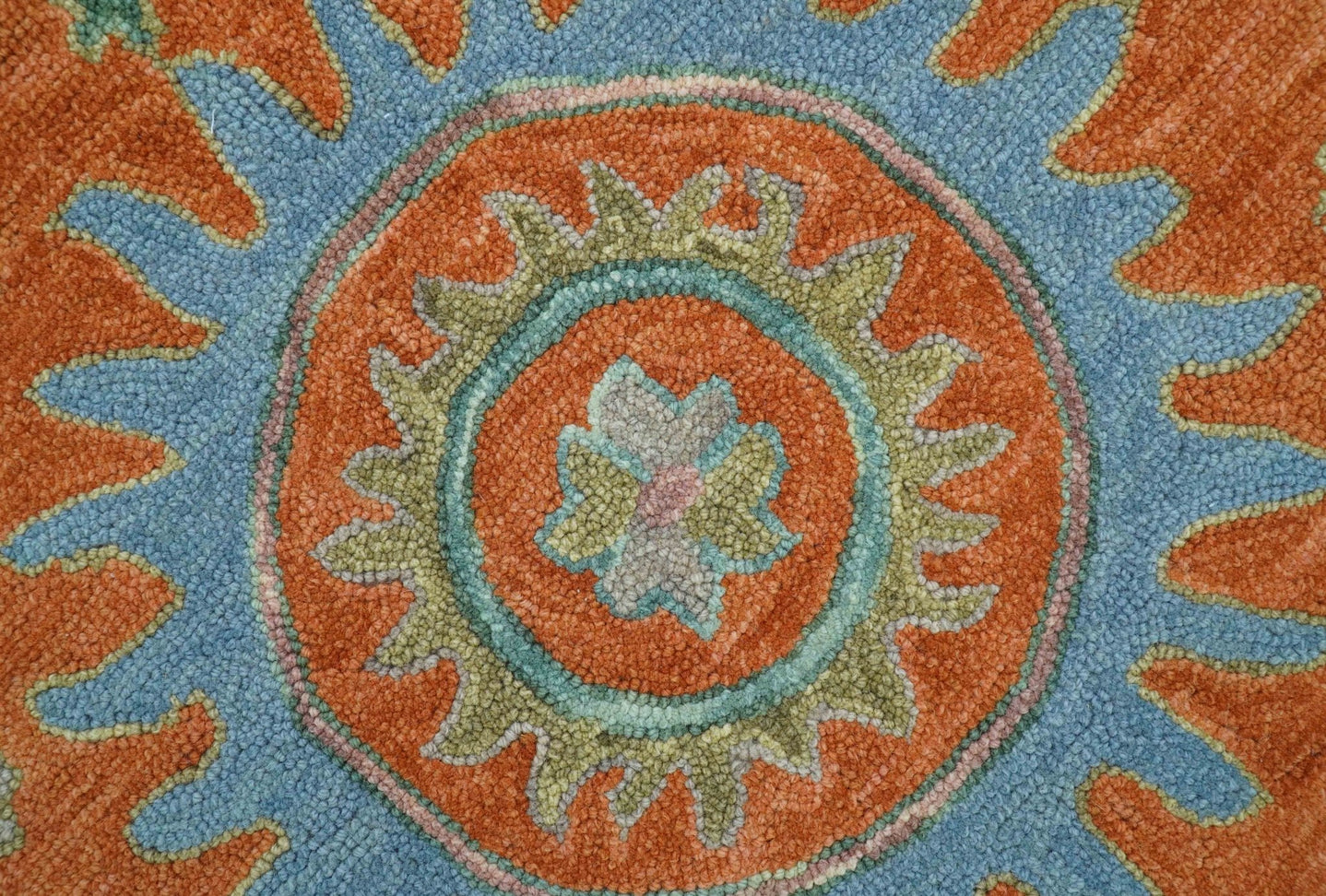 Custom Made Oriental Uzbek Design Floral Rust Hand Tufted Wool Area Rug - The Rug Decor