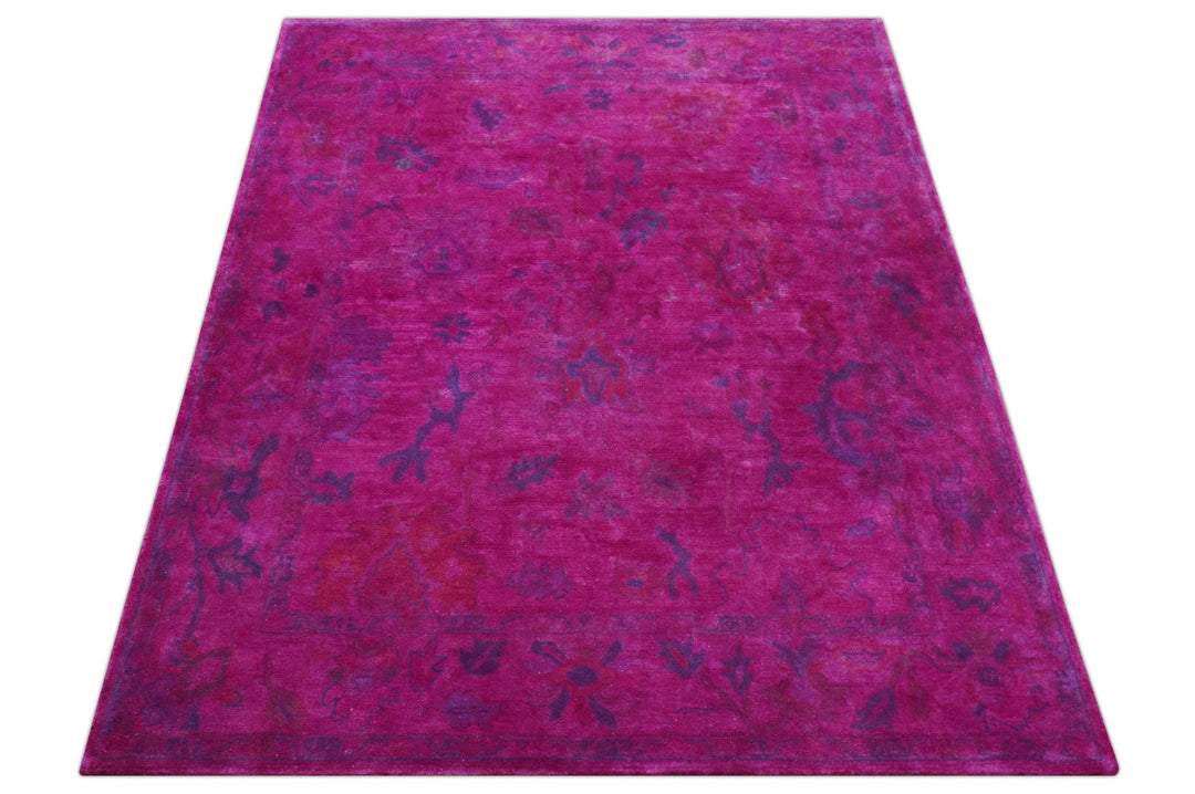 Custom Made Overdyed Pink Traditional Oushak Hand Tufted Wool Area Rug - The Rug Decor