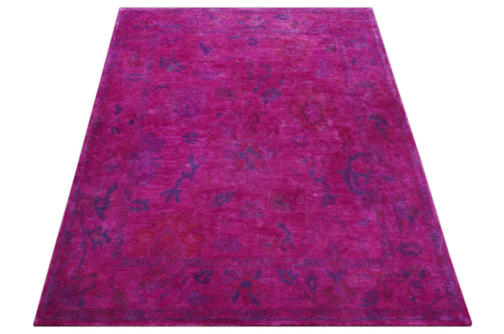 Custom Made Overdyed Pink Traditional Oushak Hand Tufted Wool Area Rug - The Rug Decor