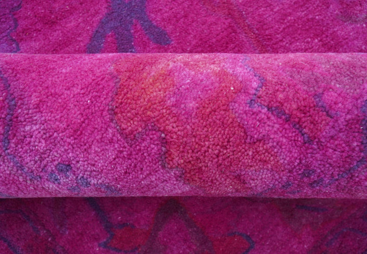 Custom Made Overdyed Pink Traditional Oushak Hand Tufted Wool Area Rug - The Rug Decor