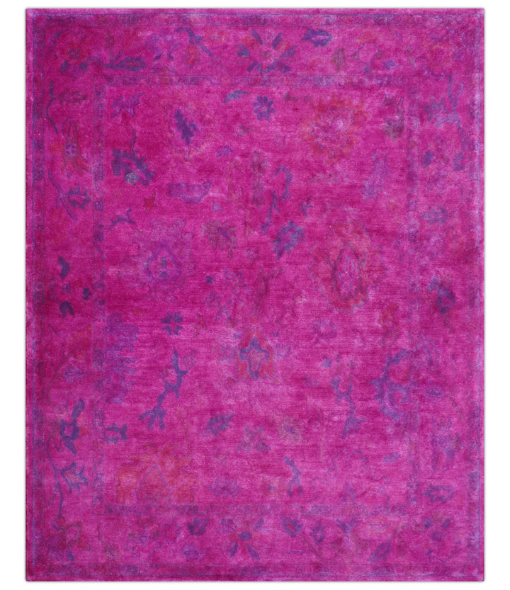 Custom Made Overdyed Pink Traditional Oushak Hand Tufted Wool Area Rug - The Rug Decor