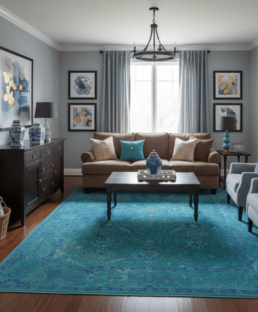 Custom Made Overdyed Traditional Oushak Blue Hand Tufted Wool Area Rug - The Rug Decor