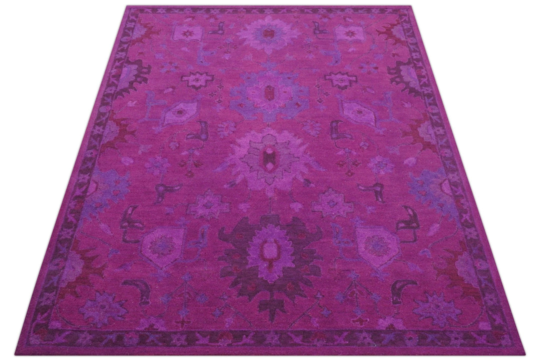 Custom Made Overdyed Traditional Oushak Purple Hand Tufted Wool Area Rug - The Rug Decor
