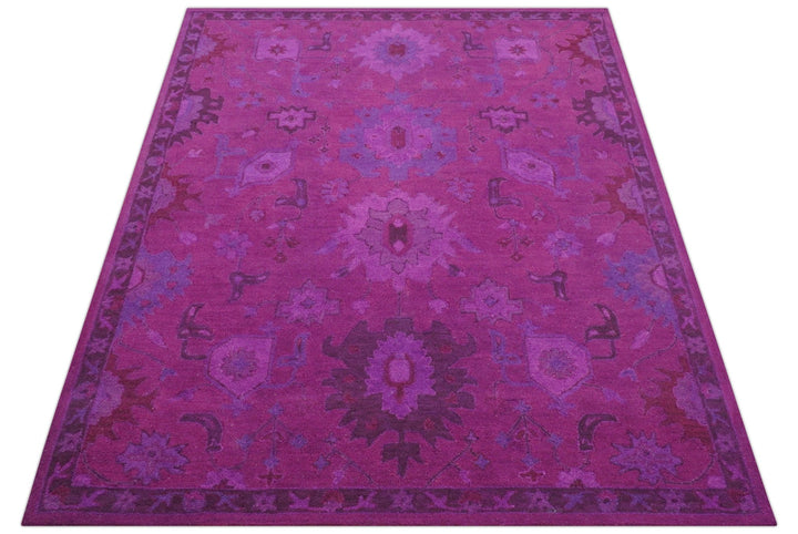 Custom Made Overdyed Traditional Oushak Purple Hand Tufted Wool Area Rug - The Rug Decor