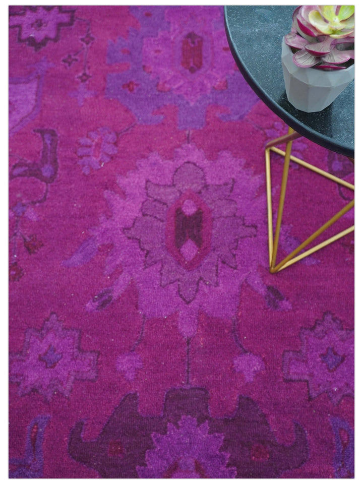 Custom Made Overdyed Traditional Oushak Purple Hand Tufted Wool Area Rug - The Rug Decor