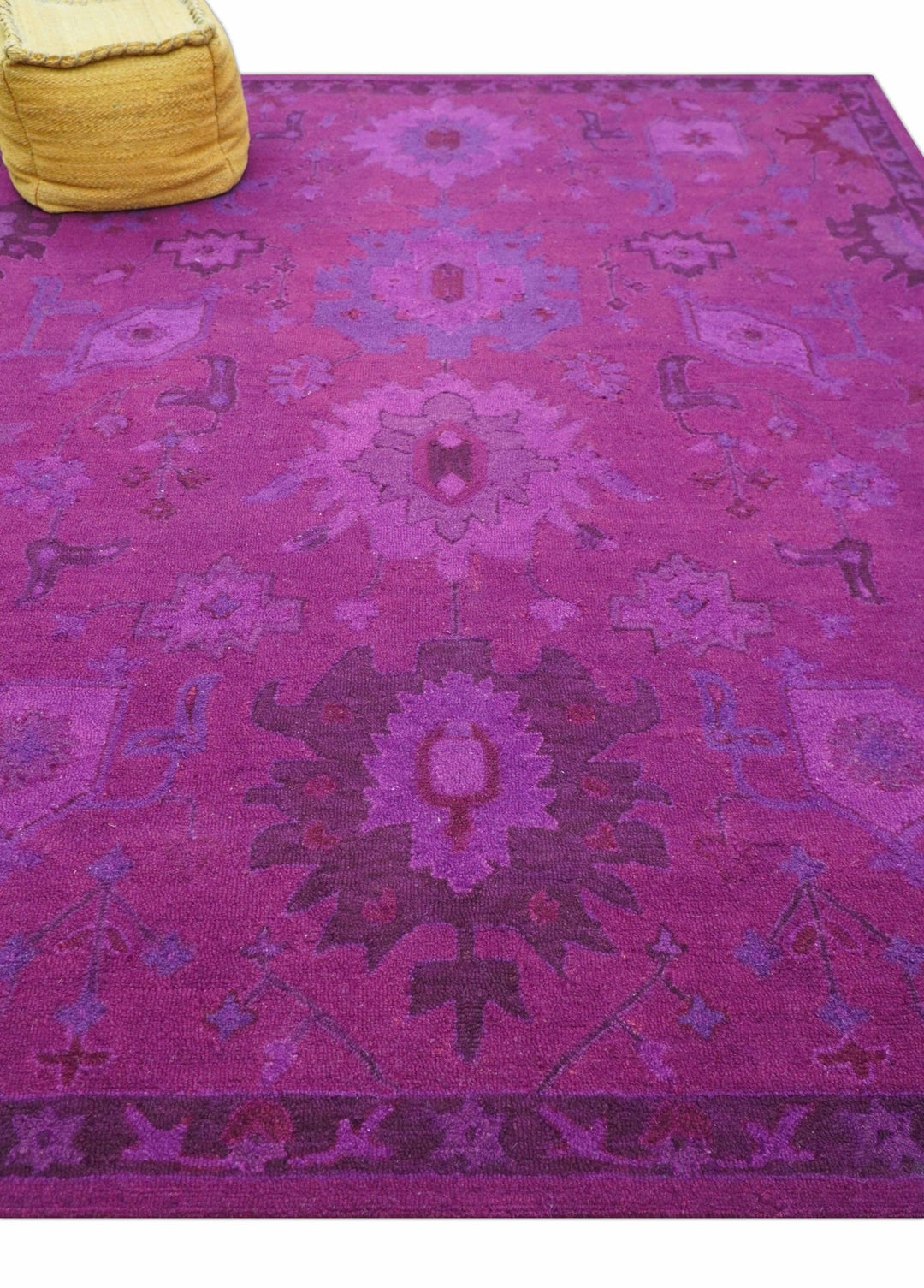 Custom Made Overdyed Traditional Oushak Purple Hand Tufted Wool Area Rug - The Rug Decor