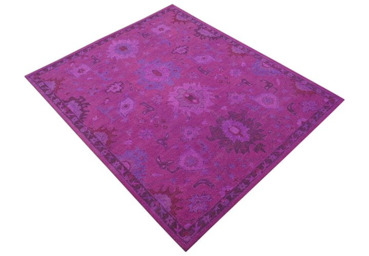 Custom Made Overdyed Traditional Oushak Purple Hand Tufted Wool Area Rug - The Rug Decor