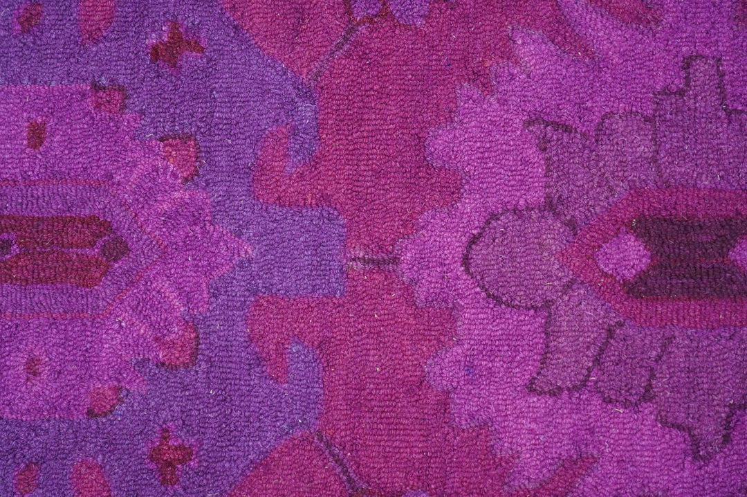 Custom Made Overdyed Traditional Oushak Purple Hand Tufted Wool Area Rug - The Rug Decor