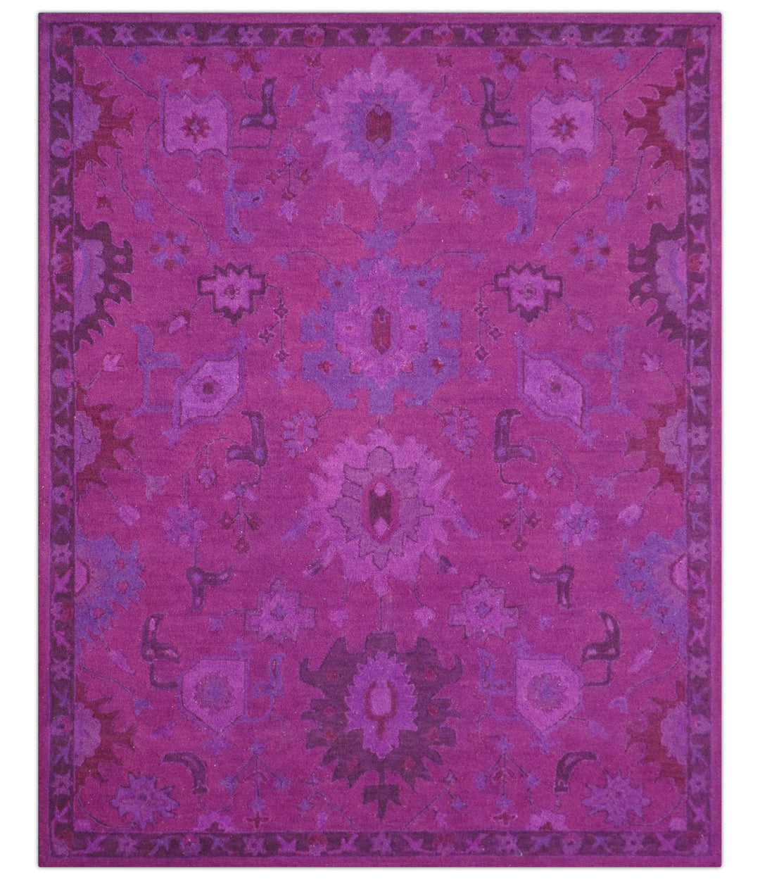 Custom Made Overdyed Traditional Oushak Purple Hand Tufted Wool Area Rug - The Rug Decor