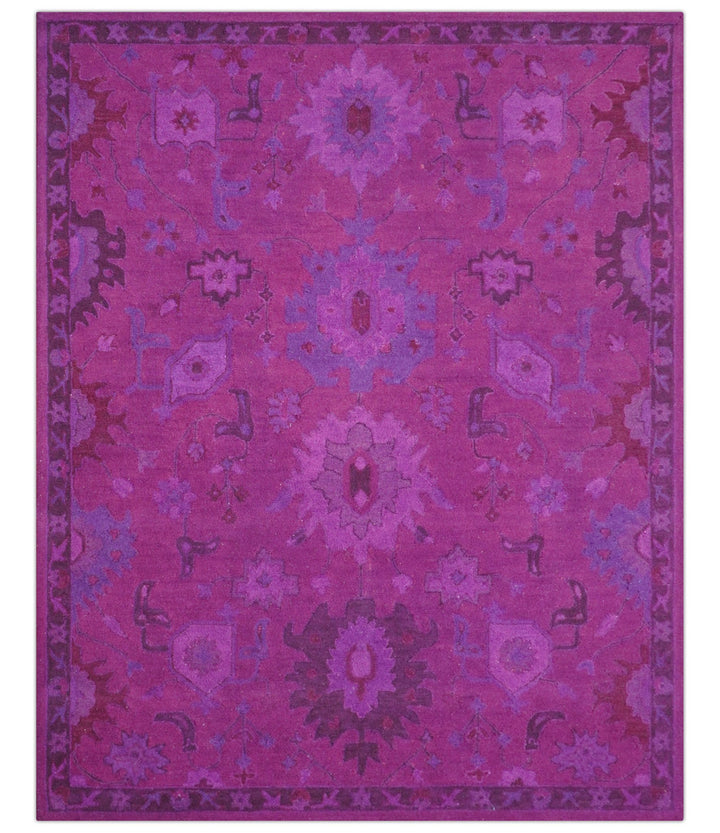 Custom Made Overdyed Traditional Oushak Purple Hand Tufted Wool Area Rug - The Rug Decor