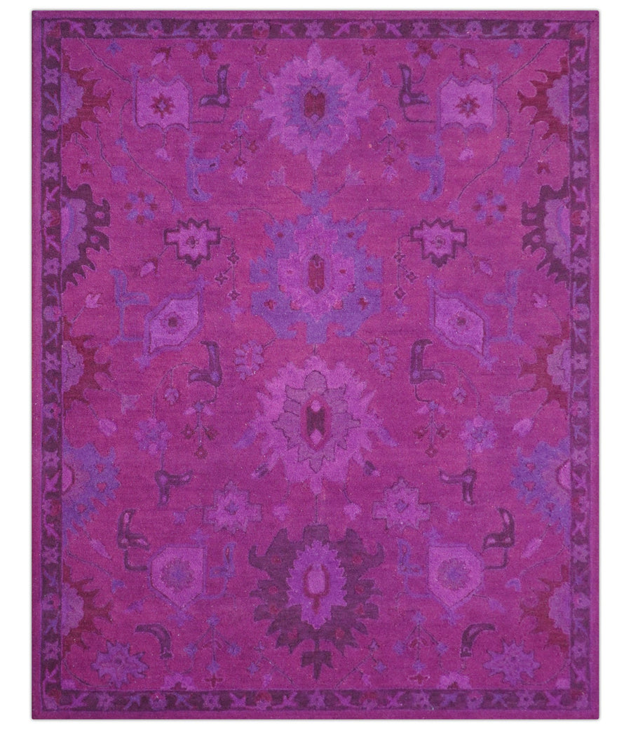 Custom Made Overdyed Traditional Oushak Purple Hand Tufted Wool Area Rug - The Rug Decor