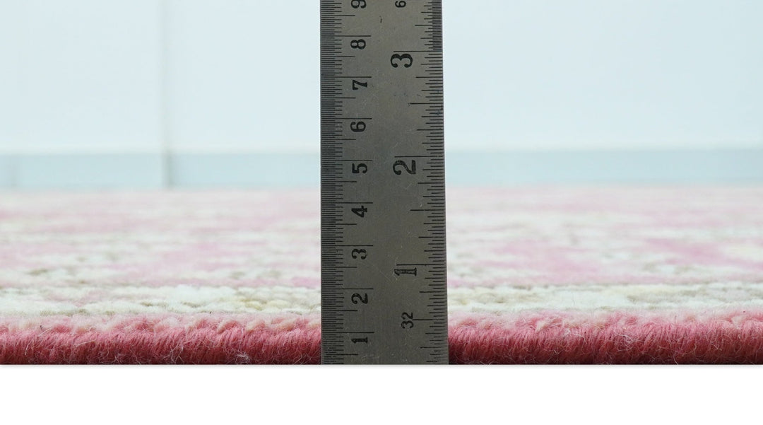 Custom Made Pink and Beige Oushak Hand Knotted Wool Rug - The Rug Decor