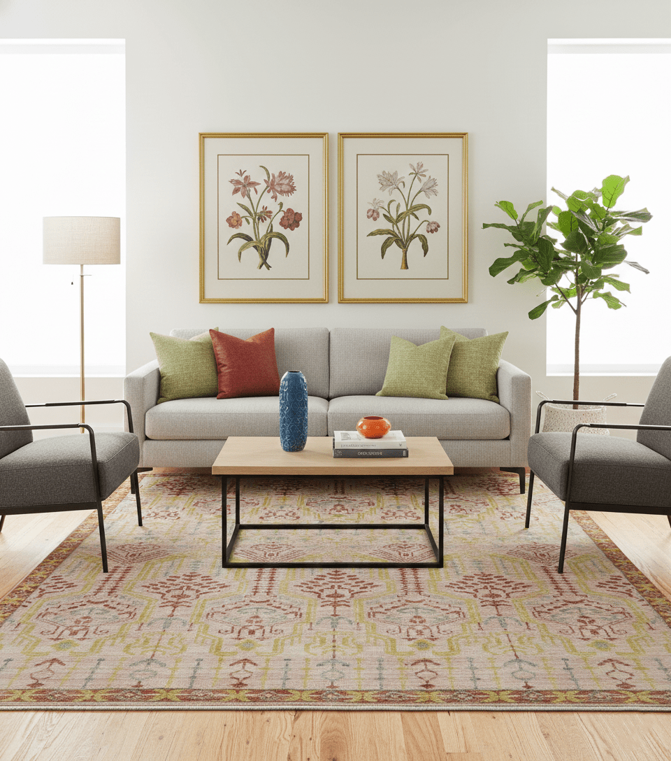 Custom Made Pink And Rust Traditional Design Hand Knotted wool rug - The Rug Decor