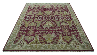 Custom Made Purple and Olive Traditional Dragon Oushak Design Hand knotted wool rug - The Rug Decor