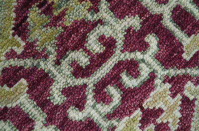 Custom Made Purple and Olive Traditional Dragon Oushak Design Hand knotted wool rug - The Rug Decor