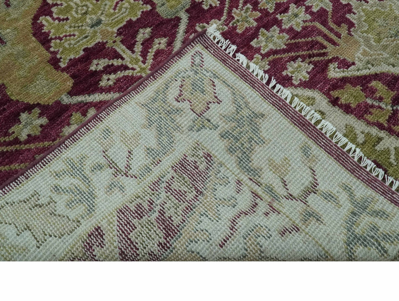 Custom Made Purple and Olive Traditional Dragon Oushak Design Hand knotted wool rug - The Rug Decor