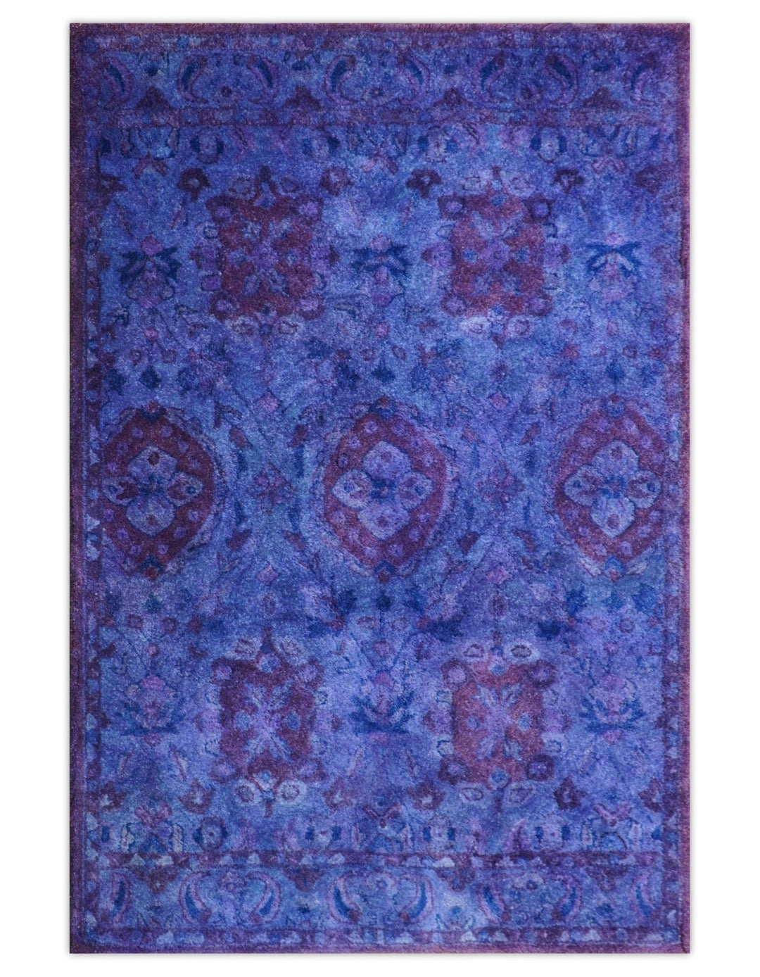 Custom Made Purple Handmade Overdyed Premium Wool Area Rug - The Rug Decor