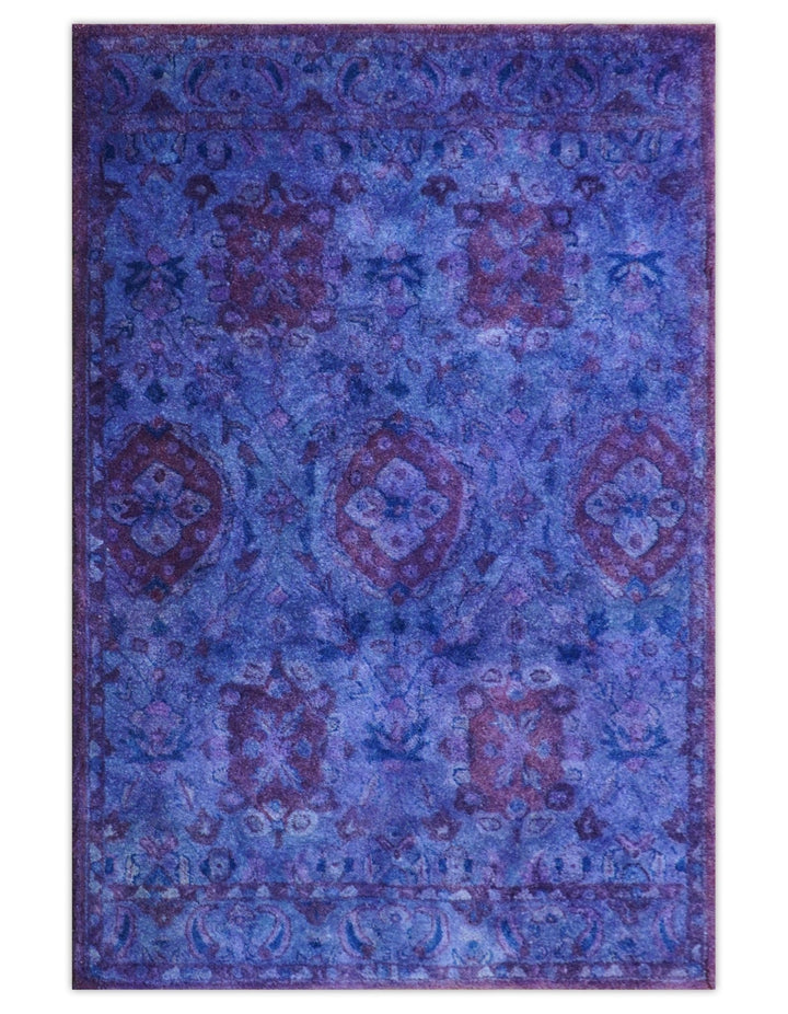 Custom Made Purple Handmade Overdyed Premium Wool Area Rug - The Rug Decor