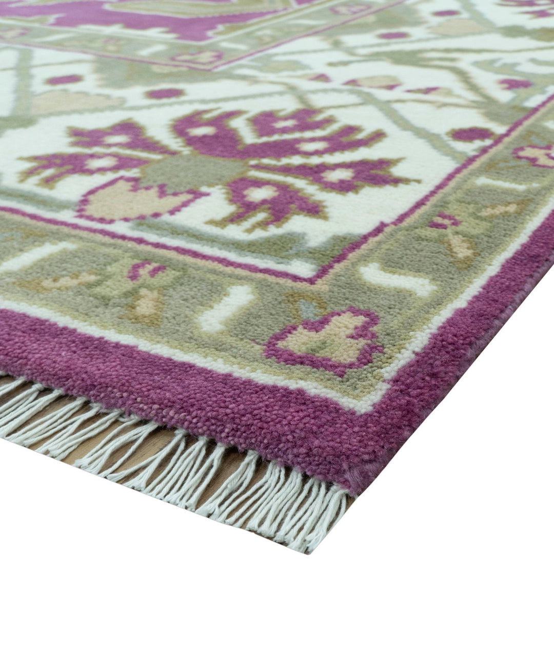 Custom Made Purple, Ivory And Beige Traditional Oushak Design Hand Knotted wool rug - The Rug Decor