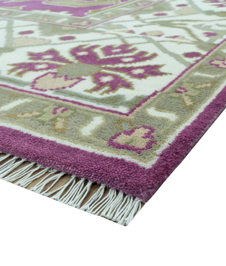 Custom Made Purple, Ivory And Beige Traditional Oushak Design Hand Knotted wool rug - The Rug Decor