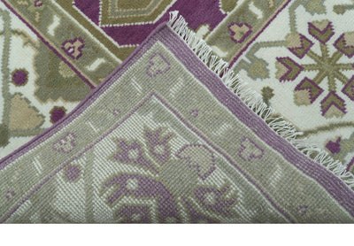Custom Made Purple, Ivory And Beige Traditional Oushak Design Hand Knotted wool rug - The Rug Decor