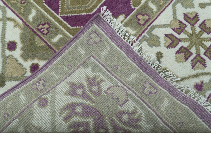 Custom Made Purple, Ivory And Beige Traditional Oushak Design Hand Knotted wool rug - The Rug Decor