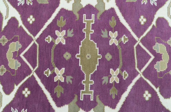 Custom Made Purple, Ivory And Beige Traditional Oushak Design Hand Knotted wool rug - The Rug Decor