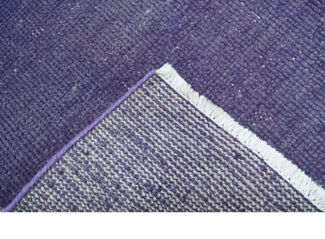 Custom Made Purple Modern Solid Overdyed Hand Knotted Wool Area Rug - The Rug Decor