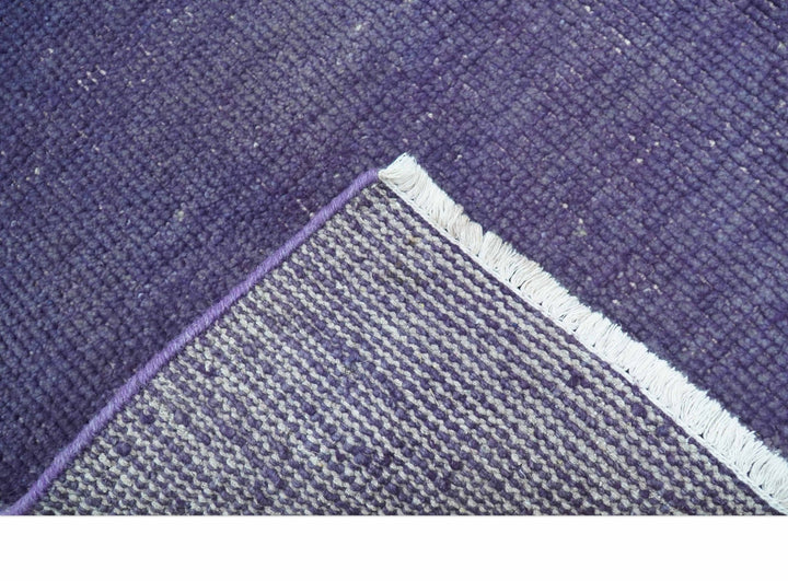 Custom Made Purple Modern Solid Overdyed Hand Knotted Wool Area Rug - The Rug Decor