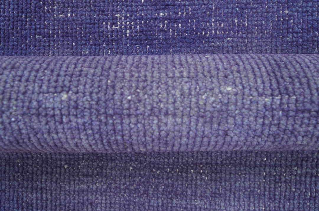 Custom Made Purple Modern Solid Overdyed Hand Knotted Wool Area Rug - The Rug Decor