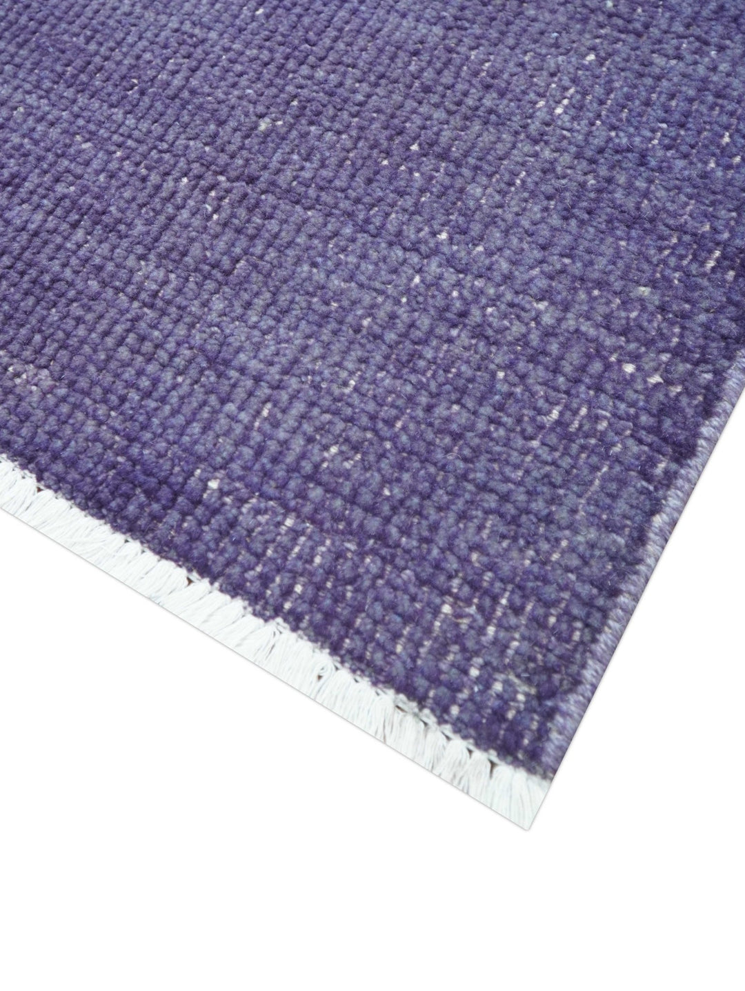 Custom Made Purple Modern Solid Overdyed Hand Knotted Wool Area Rug - The Rug Decor