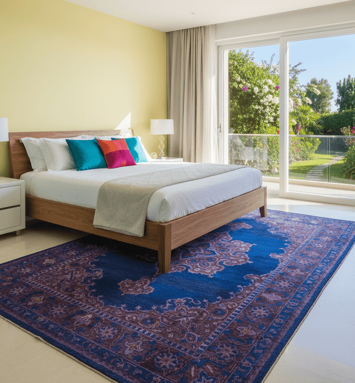 Custom Made Purple Traditional Floral Design Hand Tufted Overdyed Wool Area Rug - The Rug Decor