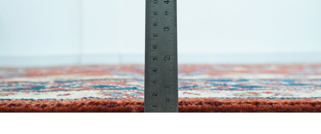 Custom Made Red And Blue Traditional Hand Knotted Wool Rug - The Rug Decor
