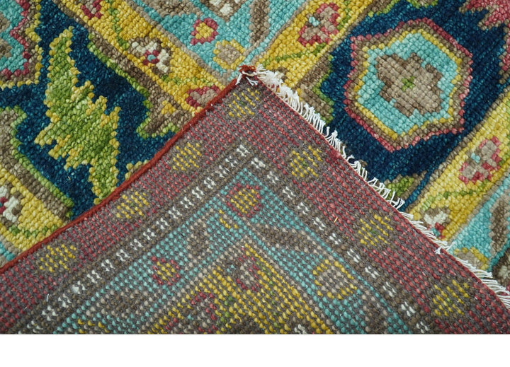 Custom Made Red And Blue Traditional Serapi Hand Knotted Wool Rug - The Rug Decor