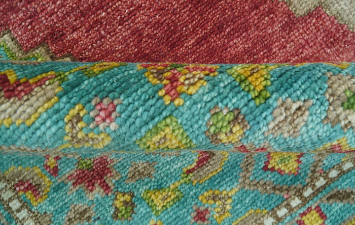 Custom Made Red And Blue Traditional Serapi Hand Knotted Wool Rug - The Rug Decor