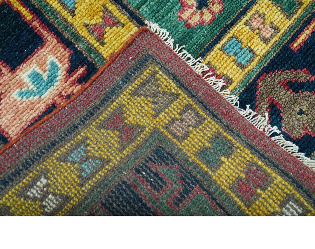 Custom Made Red And Green Traditional Heriz Design Hand Knotted Wool Rug - The Rug Decor